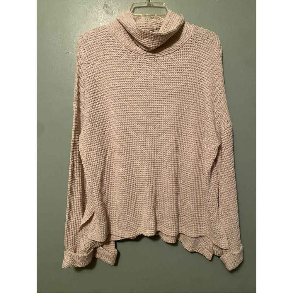 She + Sky Waffle Knit Top Dolman Sleeves Boho Peasant Lagenlook Large